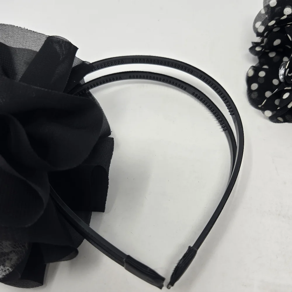 HANDMADE SET OF 4 BLACK FASCINATOR HEADBAND HAIR ACCESSORY BACHELORETTE WOMEN OS